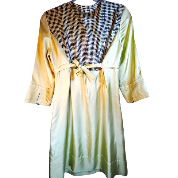 Rare Hobbs NW3 Silk Chartreuse Dress - Size 8 - Picture 3 of 13
